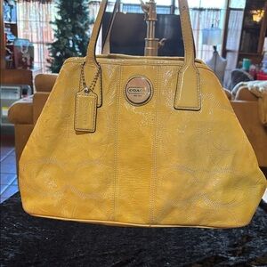 Coach Yellow Embossed Shoulder Bag